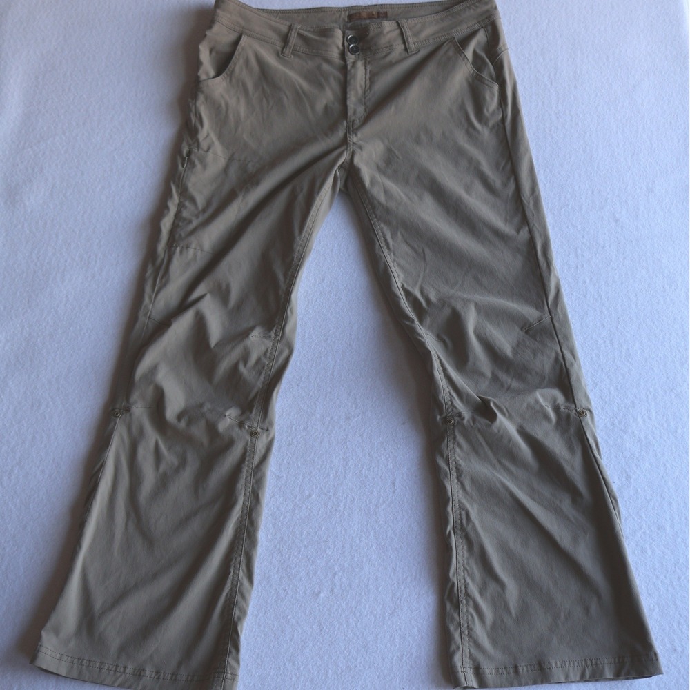 Prana Halle Roll Up Convertible Hiking Pants Women's Size 14 Tan Stretch